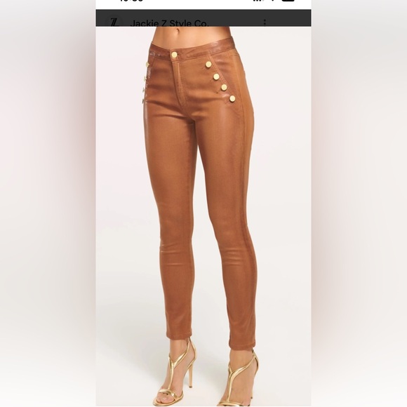 Ramy Brook Copper Coated Helena Skinny Jeans with Gold Buttons Size 28